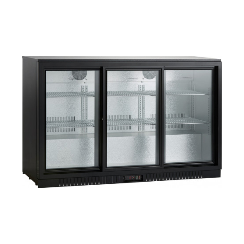 Undercounter refrigerator, 3 doors, black