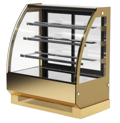 Slanted gold display refrigerator, 3 shelves, 120 cm